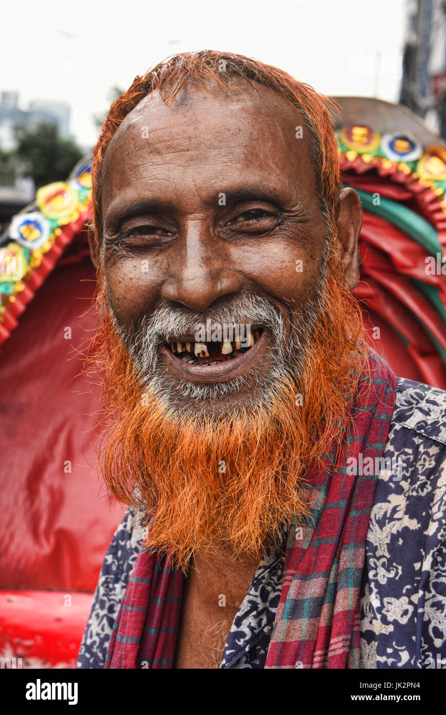 Conducteur de pousse-pousse, Dhaka, Bangladesh Banque D'Images