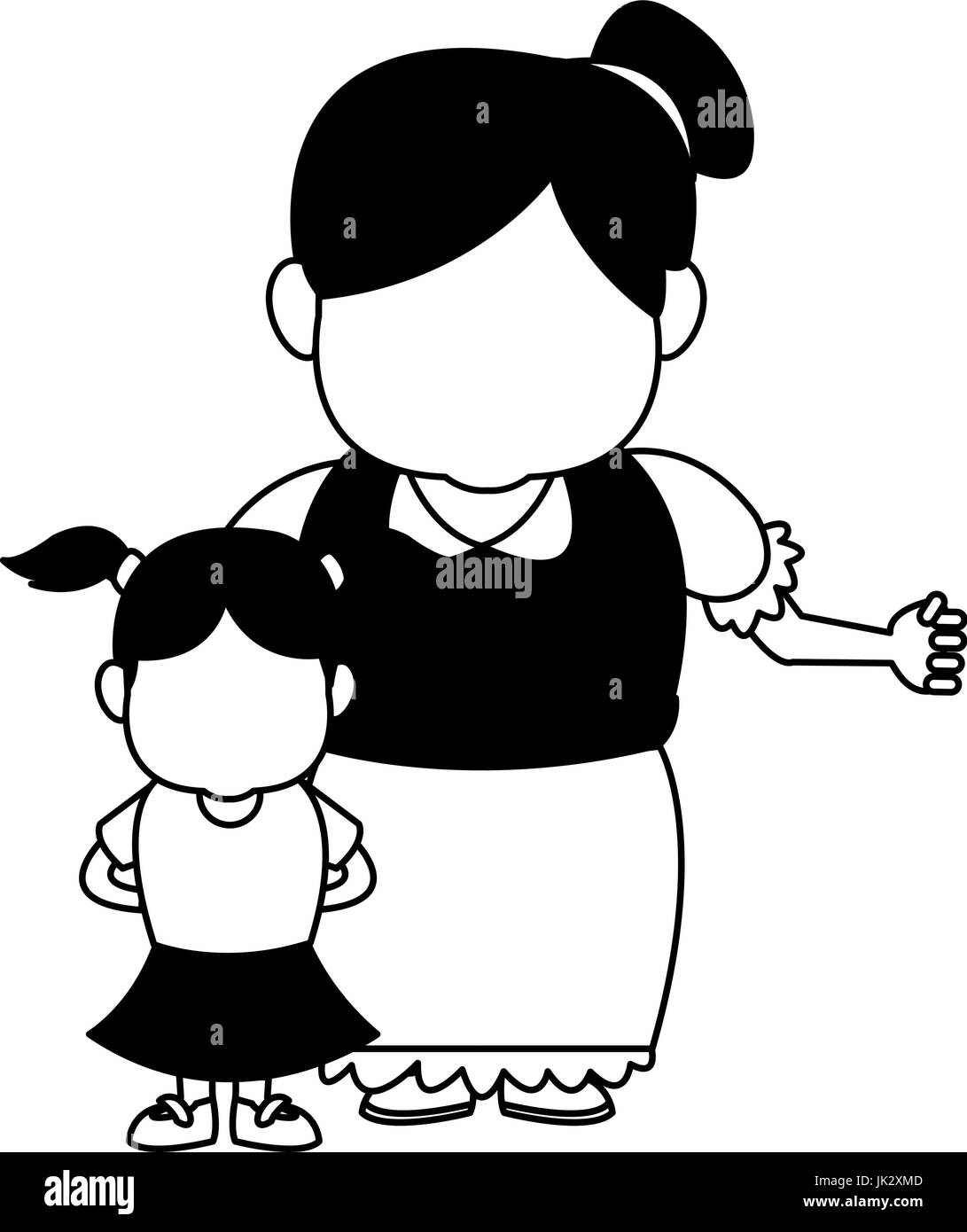 Petite fille et sa grand-mère en famille Illustration de Vecteur