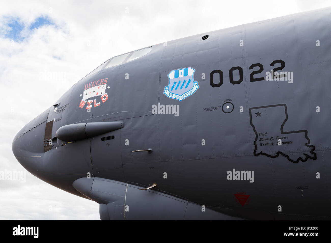 B-52 Stratofortress de l'USAF vu au 2017 Royal International Air Tattoo à Fairford Royal Air Force dans le Gloucestershire - la plus grande militar Banque D'Images