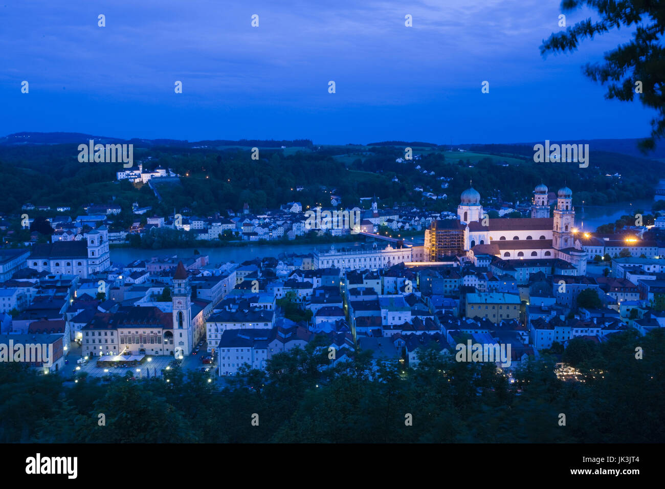 Allemagne, Bavière, Passau, Vieille Ville et Dom de St Stephan château Veste Oberhaus, Banque D'Images