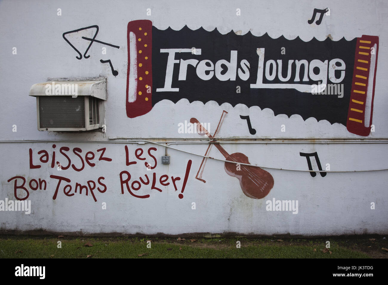 USA, Louisiane, pays Cajun, Mamou, Cajun, capitale mondiale de la musique, signe pour Freds Lounge bar et salle de danse Banque D'Images