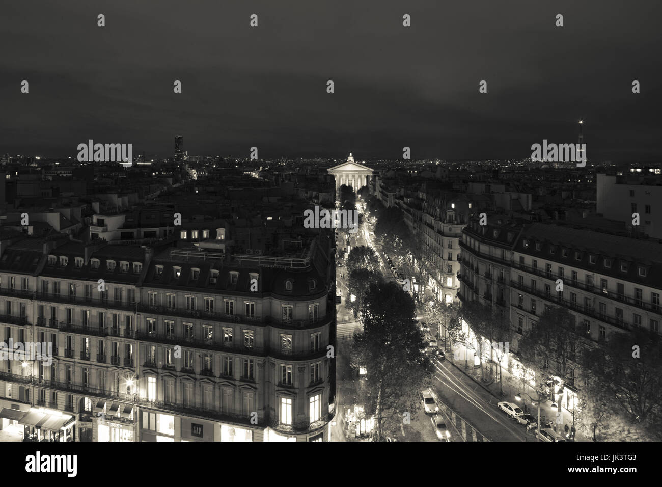 France, Paris, Sainte-Marie Madeleine et de la Rue Tronchet, antenne du soir Banque D'Images