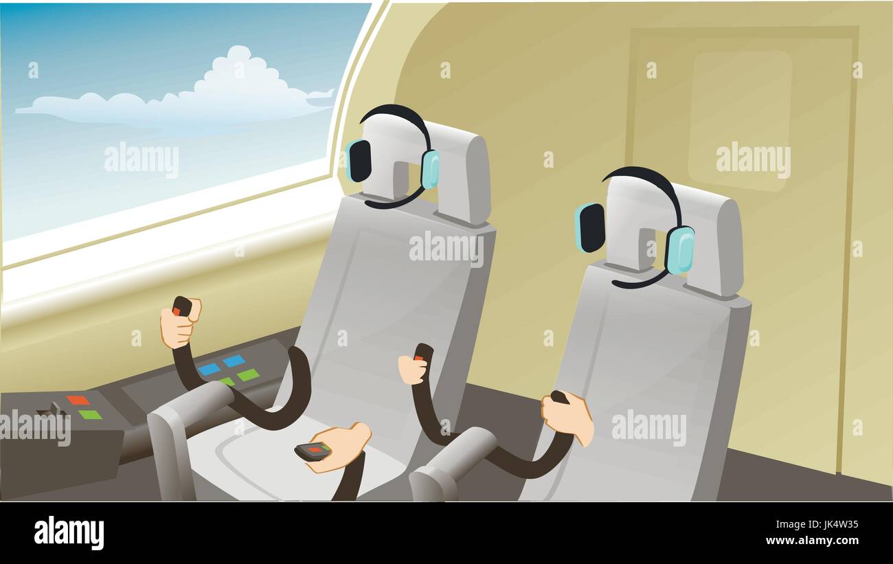 Dans le poste de pilotage à la barre Illustration de Vecteur