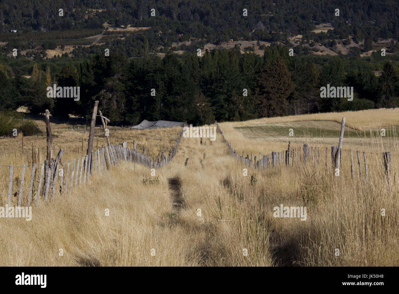 L'Argentine, Patagonie, la Province de Chubut, Trevelin, ranch gate Banque D'Images