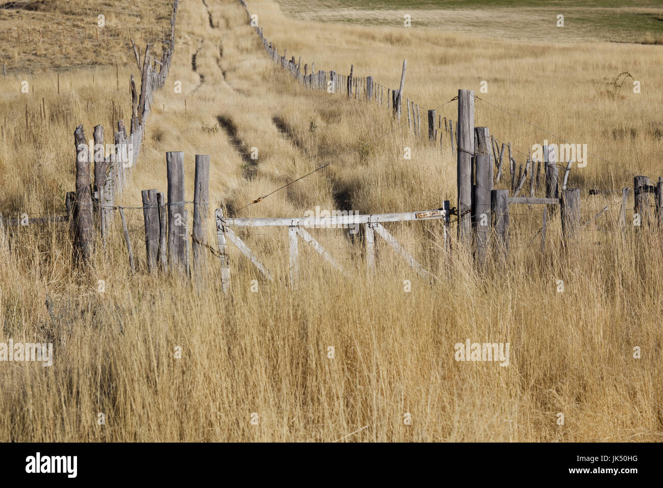 L'Argentine, Patagonie, la Province de Chubut, Trevelin, ranch gate Banque D'Images