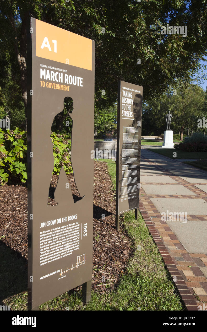 USA, Alabama, Birmingham, Kelly Ingram Park, monument à la lutte pour les droits civiques des Afro-américains Banque D'Images