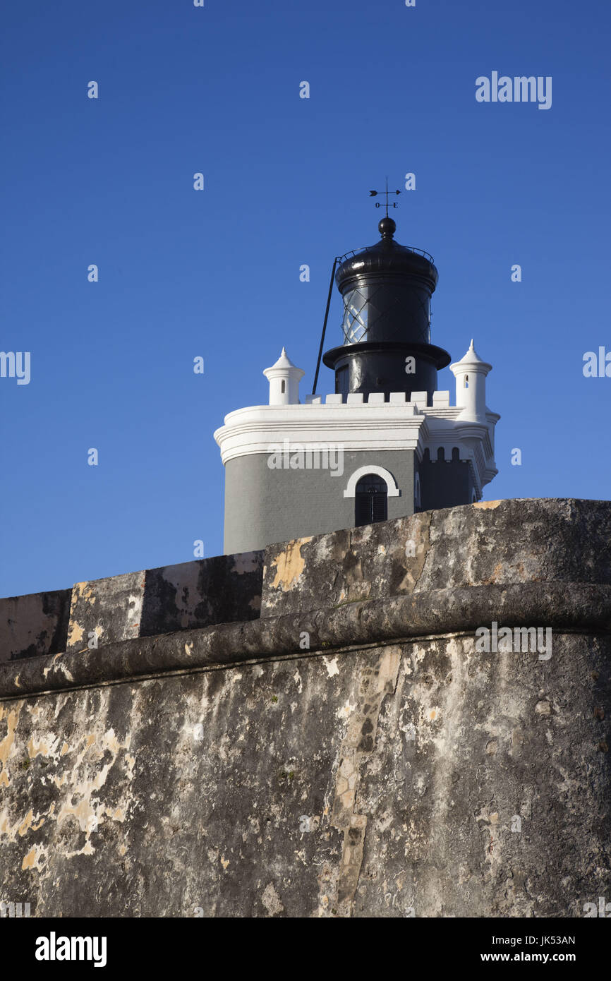 Puerto Rico, San Juan, San Juan, San Felipe del Morro, phare de Fort El Morro Banque D'Images