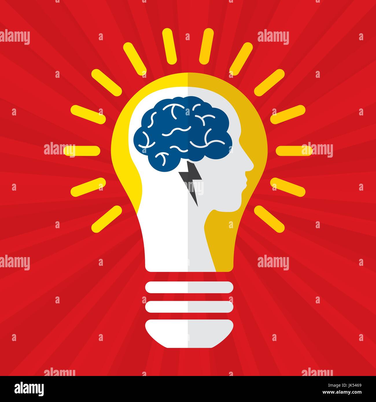 Remue-méninges est cerveau et du pouvoir de la foudre creative business idea. Lampe pour l'innovation et de succès sur l'illustration vectorielle. Illustration de Vecteur