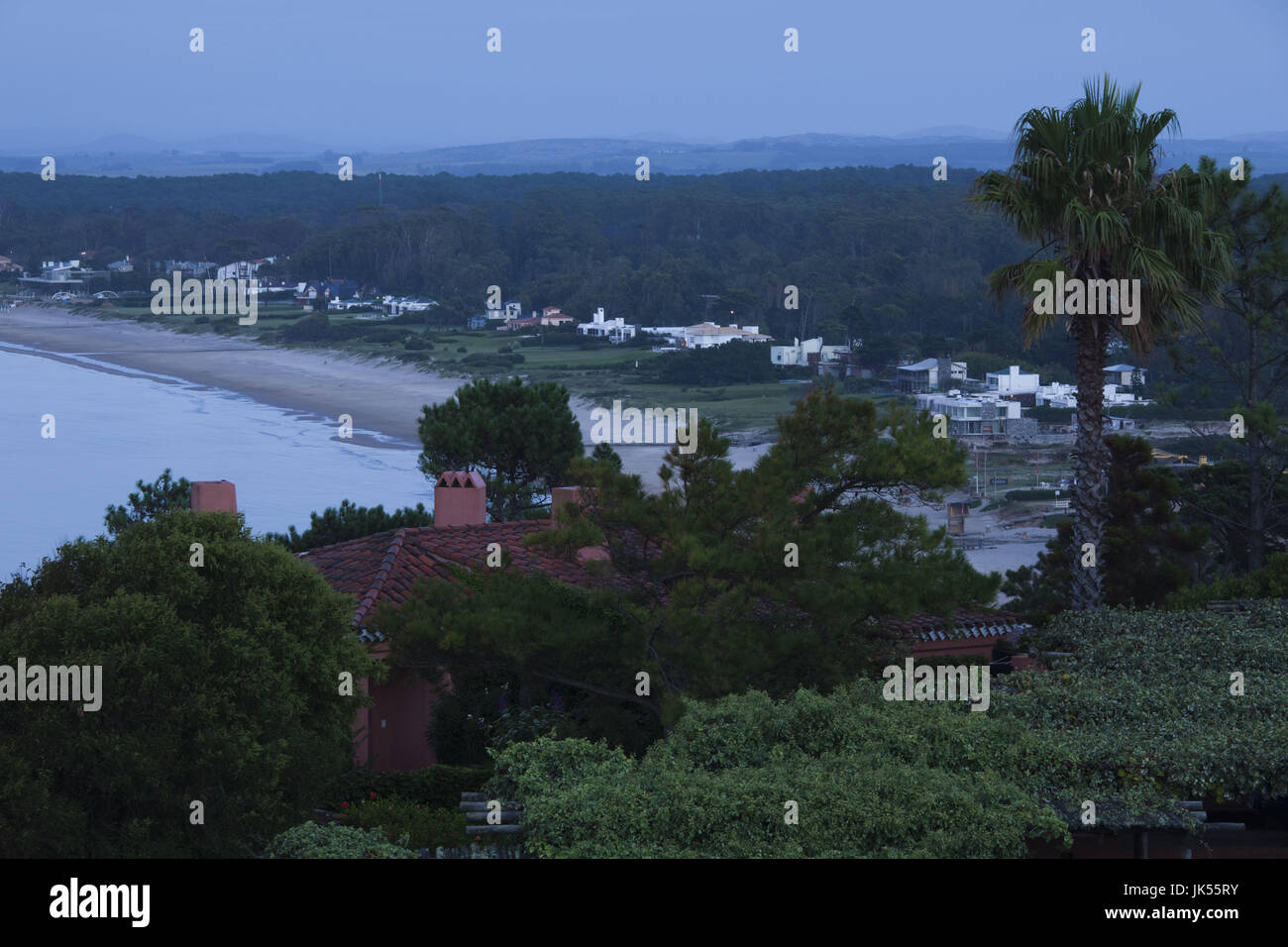 Uruguay, Punta Ballena, maisons en bord de mer, Playa Portezuelo, Dawn Banque D'Images