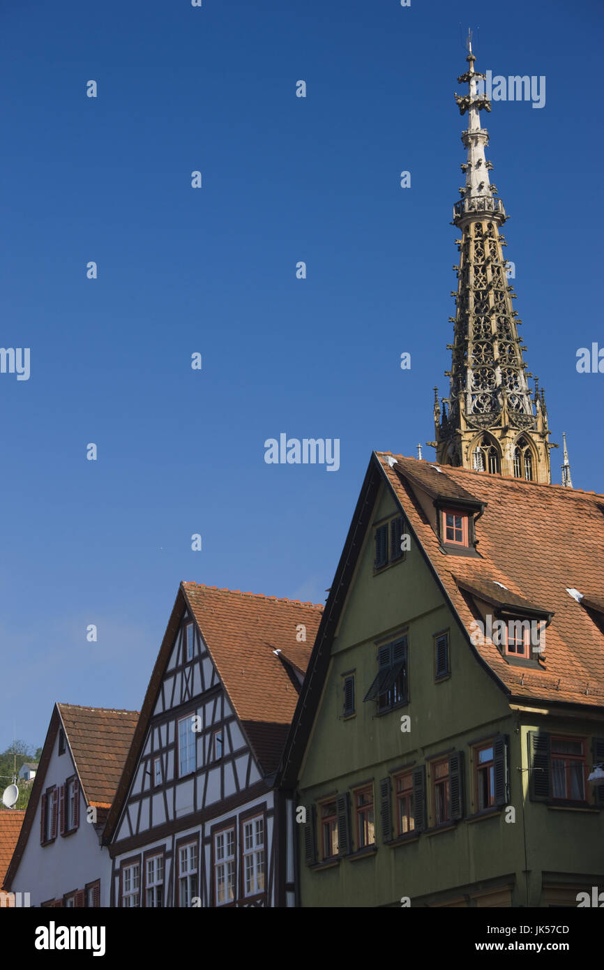 Allemagne, Bade-Wurtemberg, ESSLINGEN AM NECKAR, la moitié des bâtiments à colombages sur la place Marktplatz, Banque D'Images