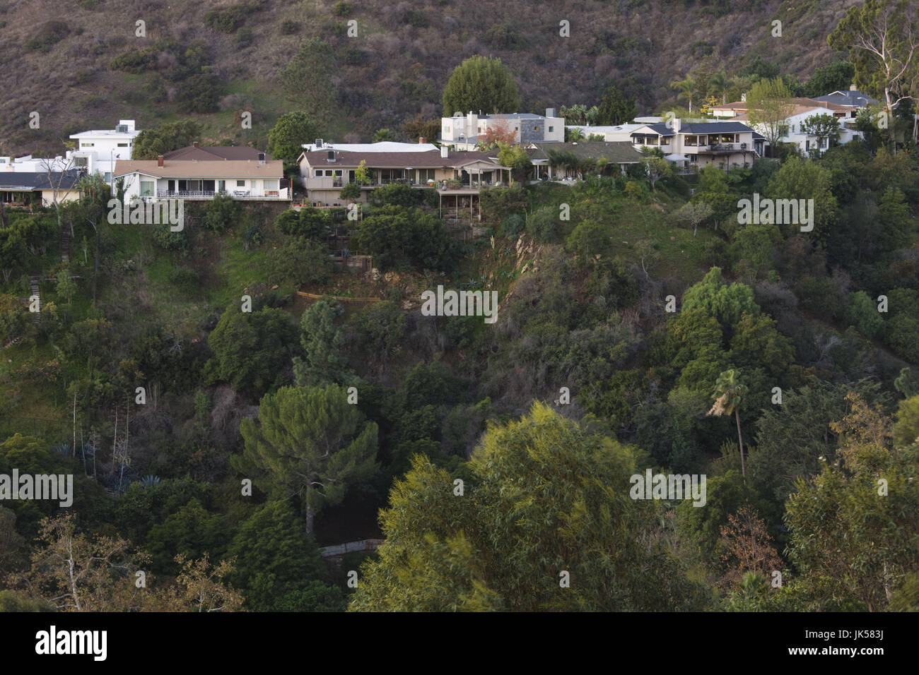 USA, Californie, Los Angeles, Hollywood Hills, les maisons le long de Mulholland Drive, Dawn Banque D'Images