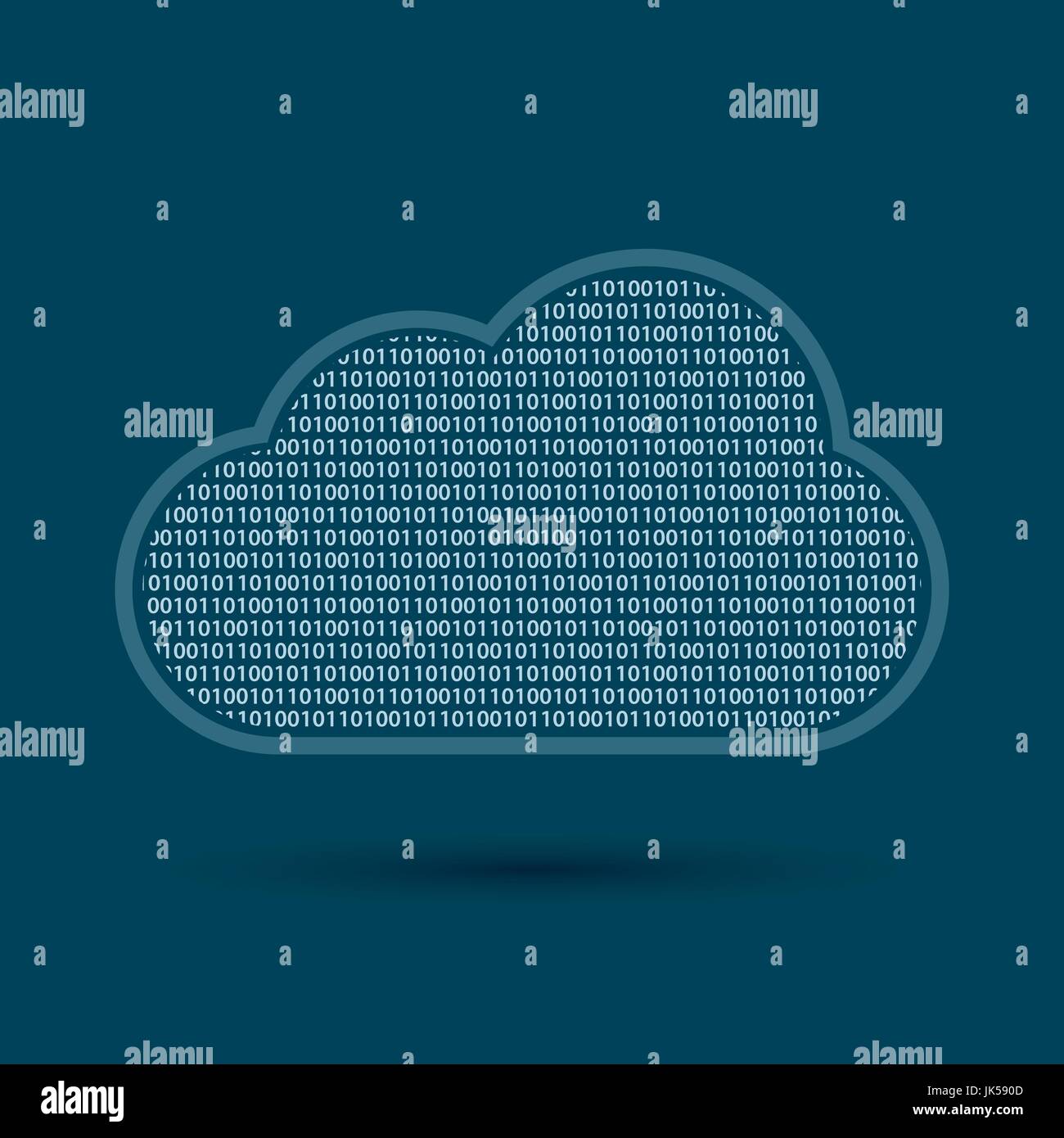 Le cloud computing fait avec un code binaire à fond bleu Illustration de Vecteur