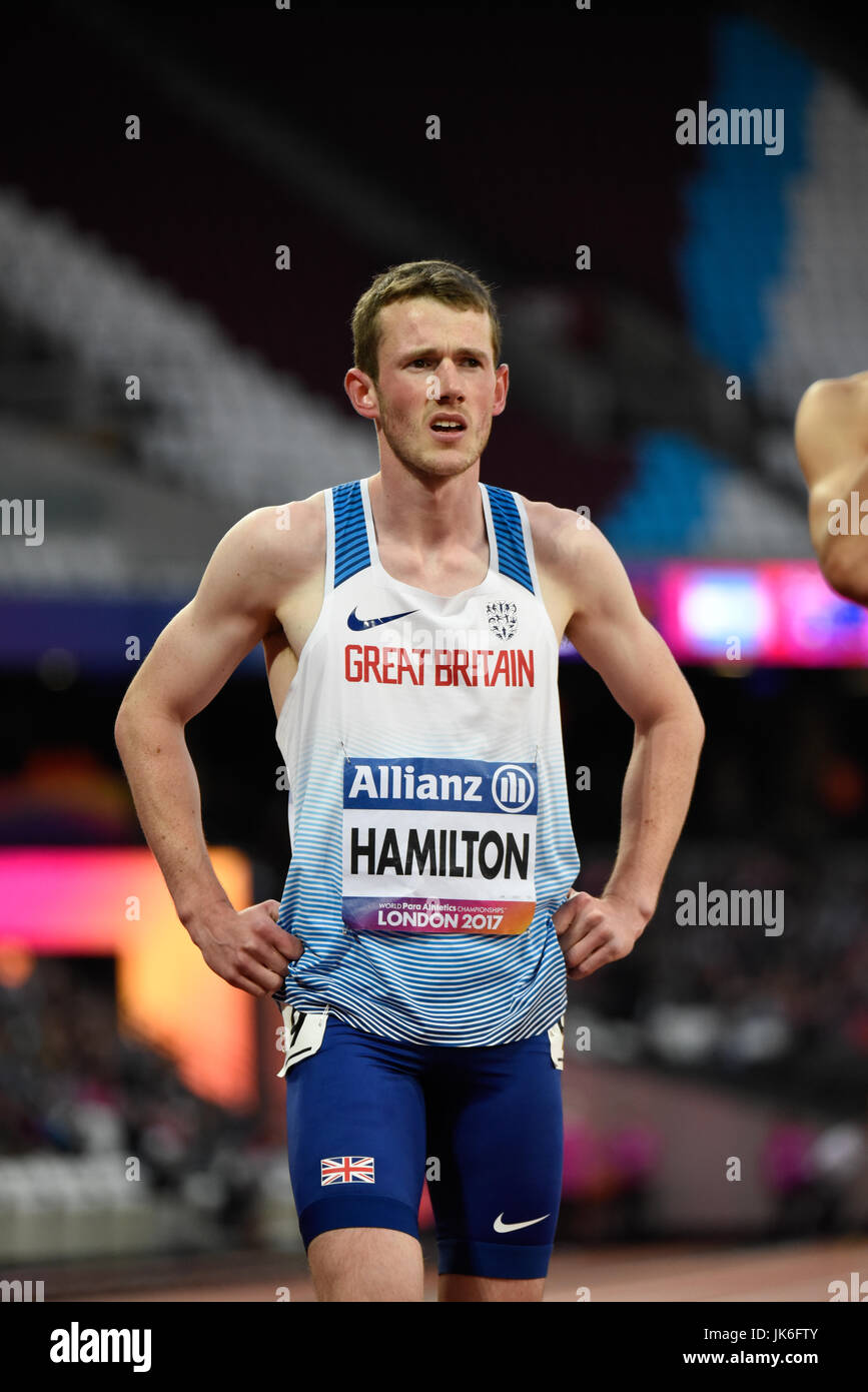 James Hamilton en 800m T20 aux Championnats du monde d'athlétisme Para au London Stadium, Royaume-Uni Banque D'Images