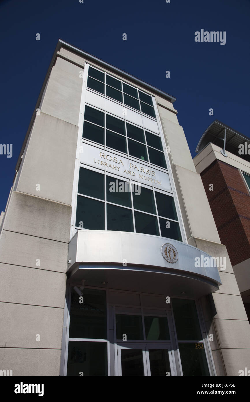 USA, Alabama, Montgomery, Rosa Parks Museum, commémore la vie de Montgomery et manifestant la ségrégation bus Rosa Parks résident Banque D'Images