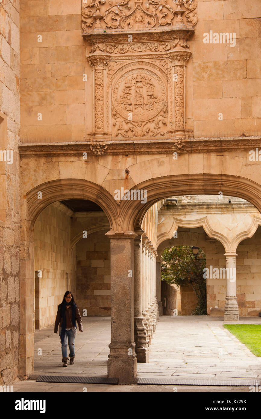 L'Espagne, Castilla y Leon Région, Province de Salamanque, Salamanque, l'Université de Salamanque, détail de le Patio de Escuelas Banque D'Images