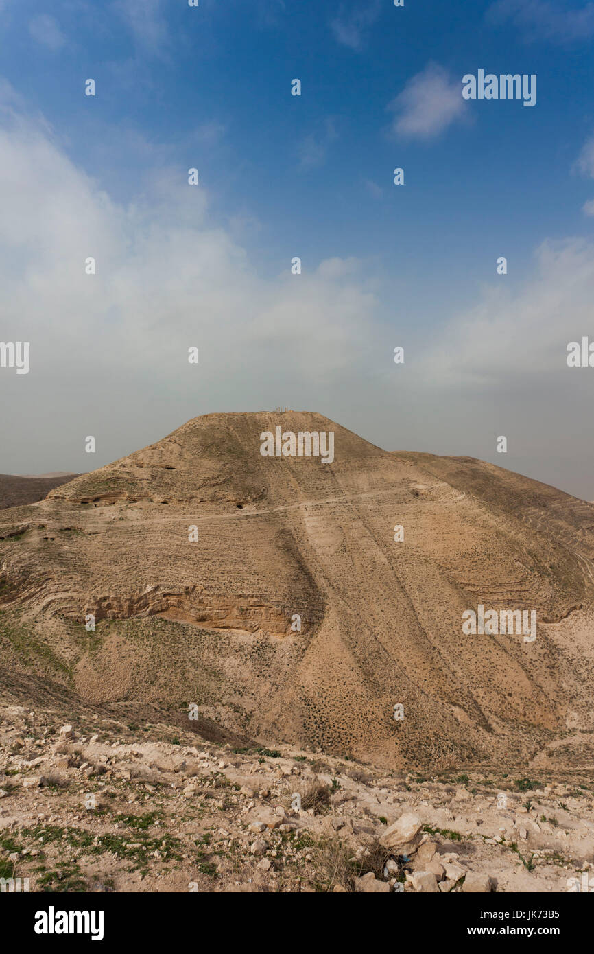 La Jordanie, la Mer Morte, Mukawir-Machaerus, ruines du château d'Hérode le Grand et de l'emplacement où Salomé danse pour la tête de Jean le Baptiste Banque D'Images