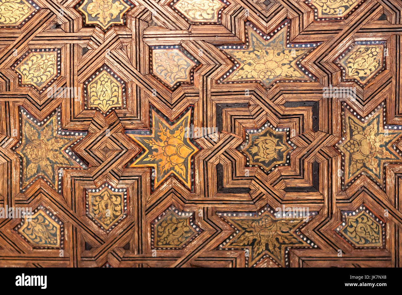 Incrustations aux plafond, Cuarto Dorado (chambre d'Or), le Palais de Comares, La Alhambra, Granada, Andalousie, Espagne Banque D'Images