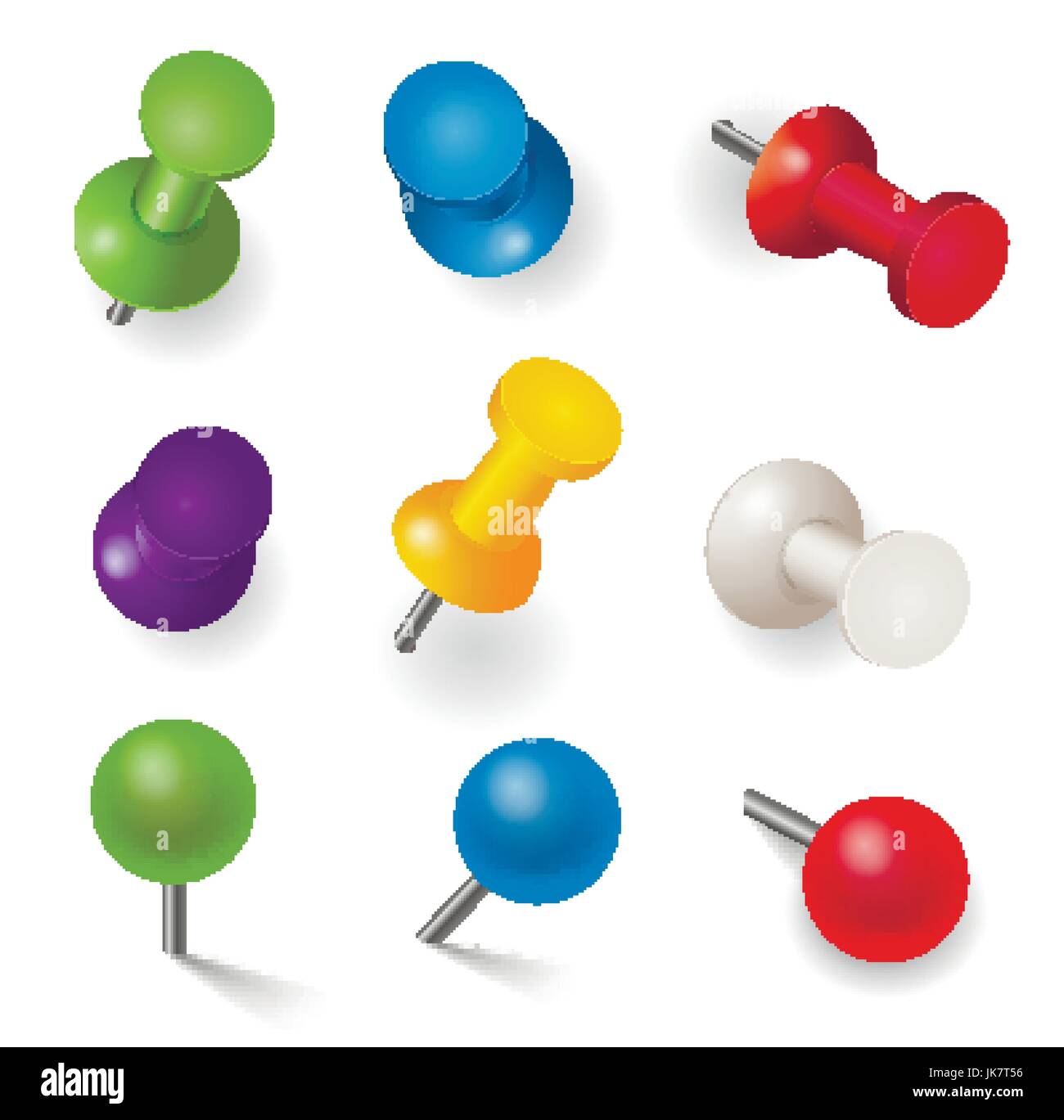 Vector illustration réaliste, jeu de couleurs différentes broches, isolated on white Illustration de Vecteur