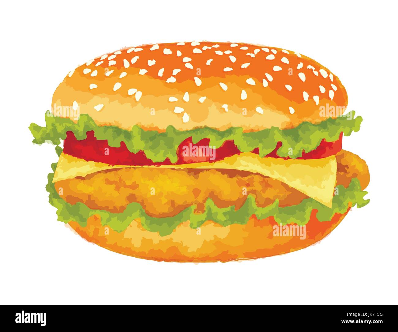 Illustration vecteur de conception moderne de l'aquarelle, big burger sur fond blanc Illustration de Vecteur