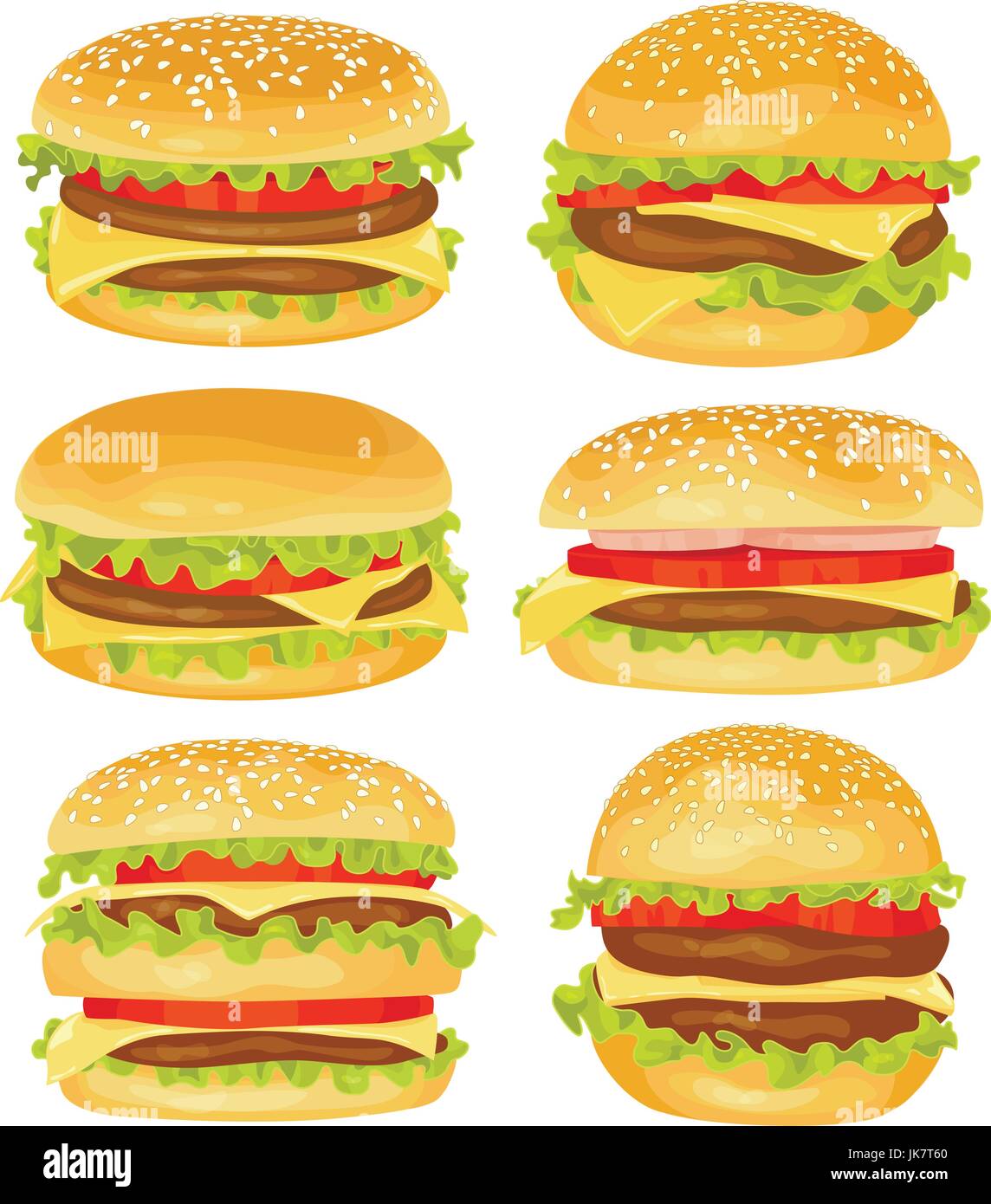 Design plat moderne. vector illustration Ensemble de gros hamburgers sur fond blanc Illustration de Vecteur