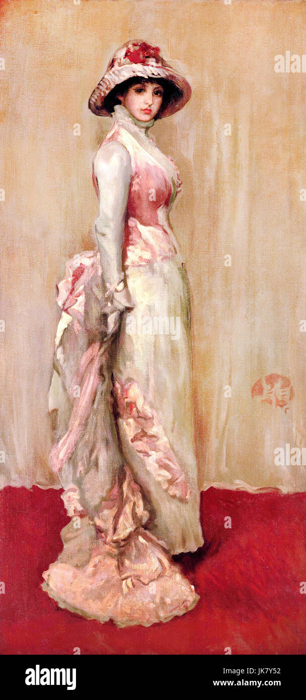 James Abbott McNeill Whistler, l'harmonie en rose et gris : Lady Meux 1881 Huile sur toile. Indianapolis Museum of Art, USA. Banque D'Images