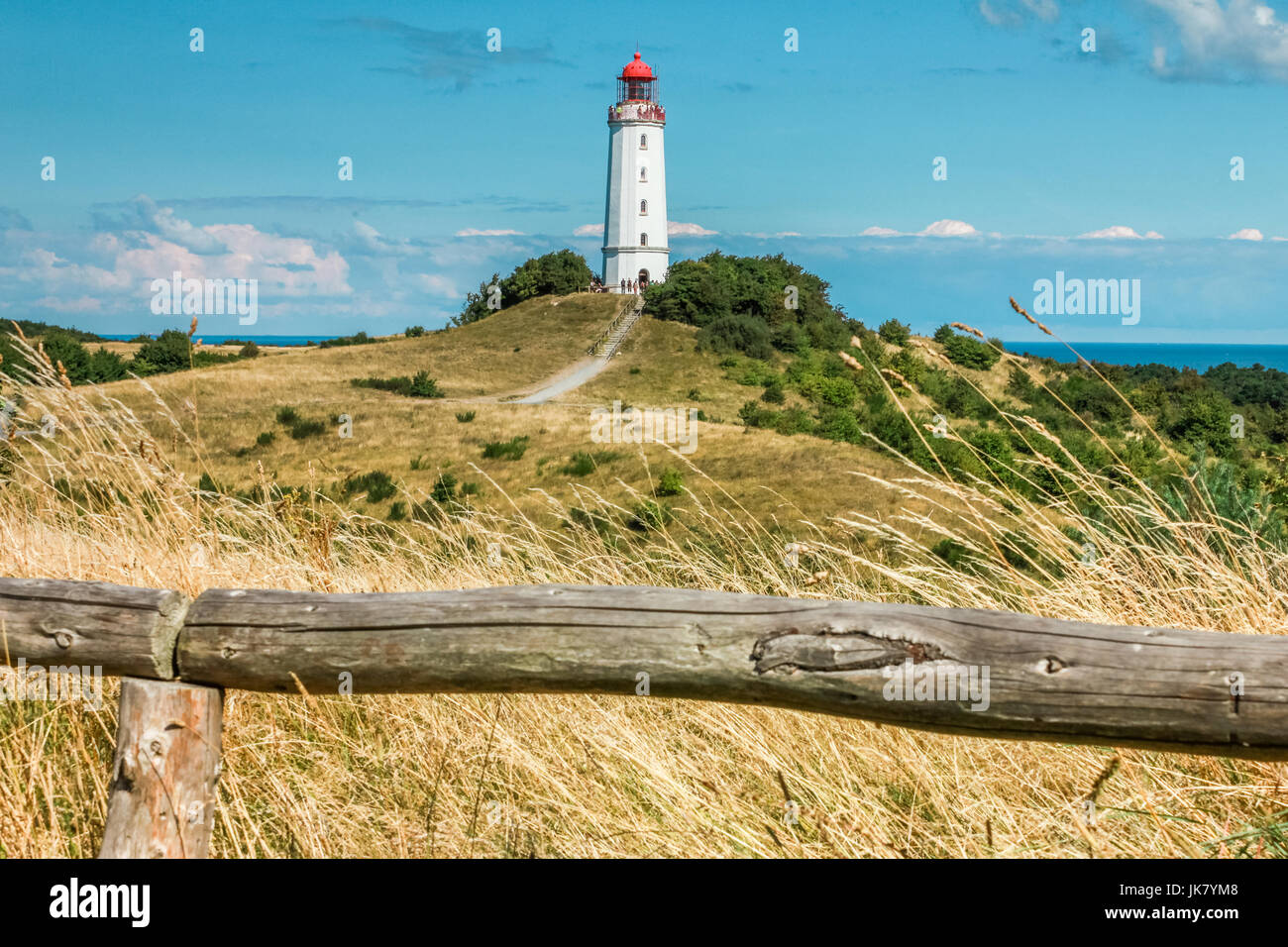 Ancien phare dornbusch par beau jour d'été. hiddensee mer baltique. Banque D'Images