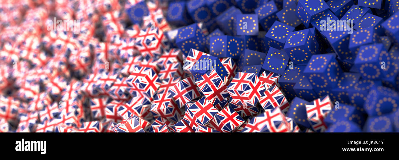 L'Europe et Royaume-Uni relation politique et économique, rendu 3d arrière-plan, concepts Brexit Banque D'Images