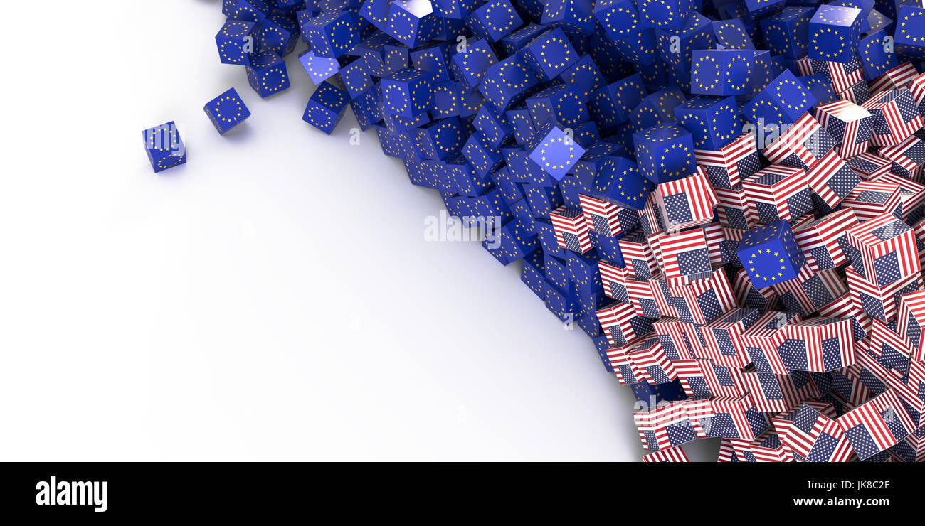États-unis et l'Europe relations économiques et politiques, le rendu 3D d'origine Banque D'Images