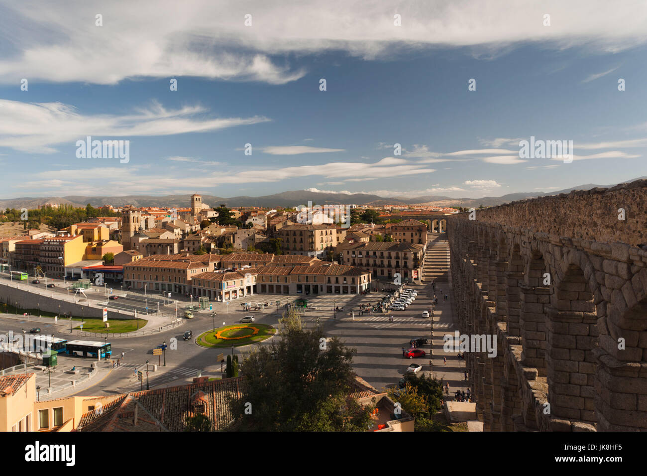 L'Espagne, Castilla y Leon Région, province de segovia, Ségovie, augmentation de la ville de El Acueducto, aqueduc romain Banque D'Images