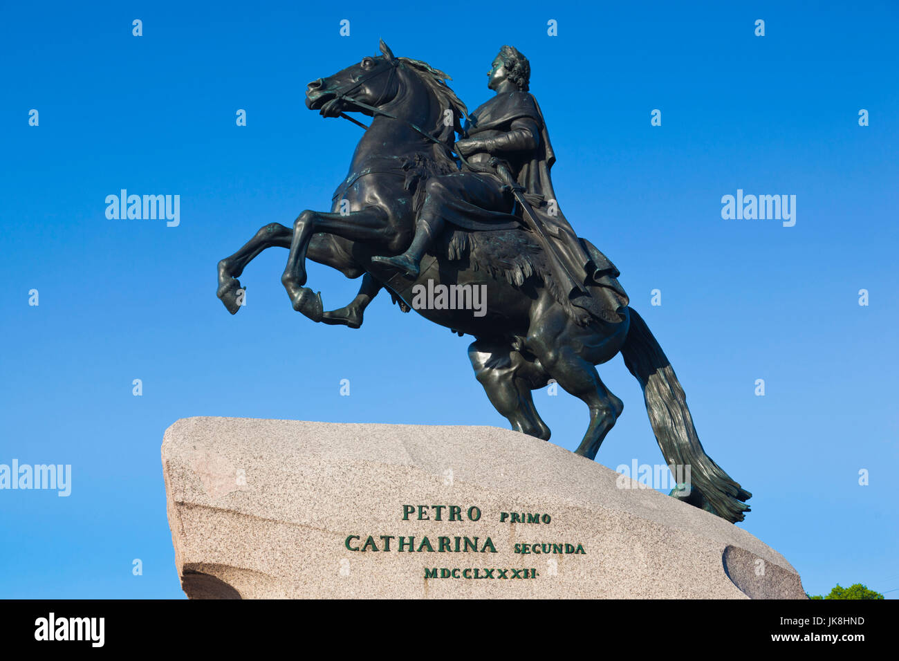 La Russie, Saint-Pétersbourg, Centre, Bronze Horseman statue du tsar Pierre le Grand, Jardins Alexandrovsky Banque D'Images