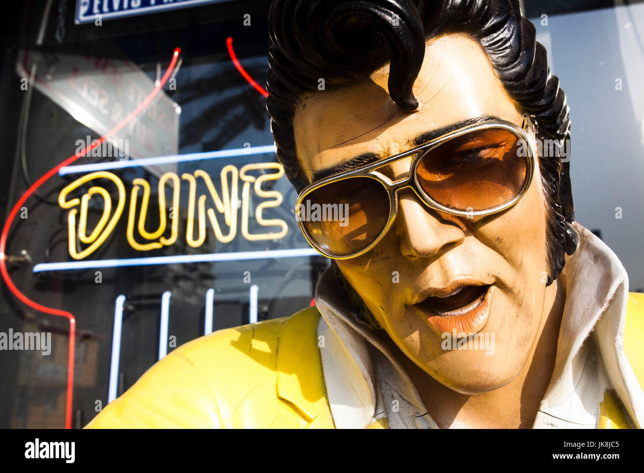 USA, Nevada, Las Vegas, le centre-ville, Elvis Presley statue, Las Vegas Boulevard Banque D'Images