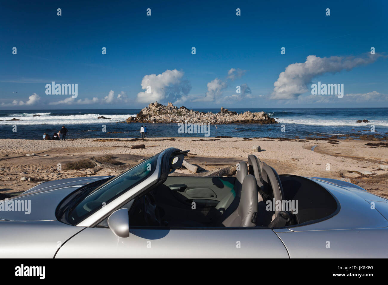 États-unis, Californie, côte centrale, Pacific Grove, Monterey Peninsula littoral avec Porsche Boxster Banque D'Images