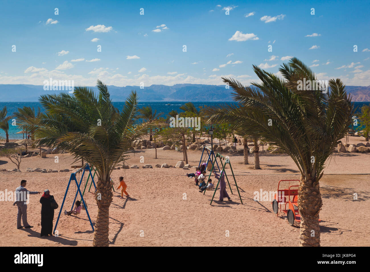 La Jordanie, Aqaba, le Roi Abdallah Reef Zone Touristique, Mer Rouge beach Banque D'Images