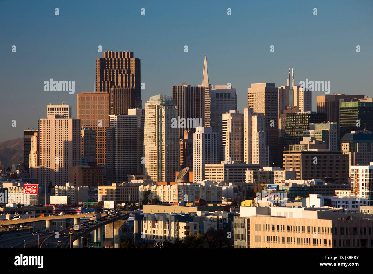 États-unis, Californie, San Francisco, Potrero Hill, vue sur le centre-ville et l'autoroute I-280, la fin de l'après-midi Banque D'Images