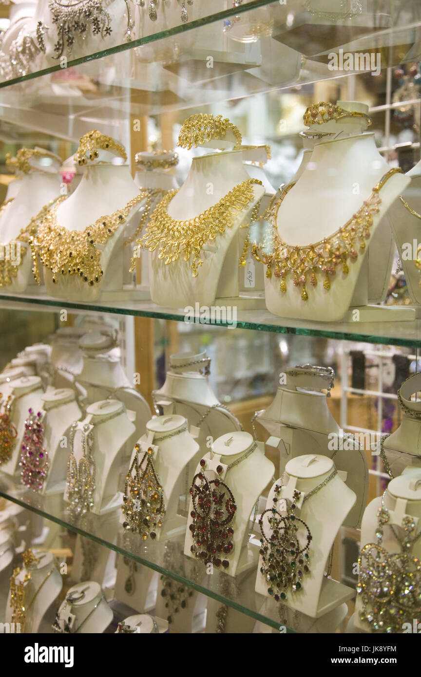 Bahreïn, Manama, Seef, Seef Mall, Einkaufszentrum, Schaufenster, Schmuck, Halsketten, Banque D'Images