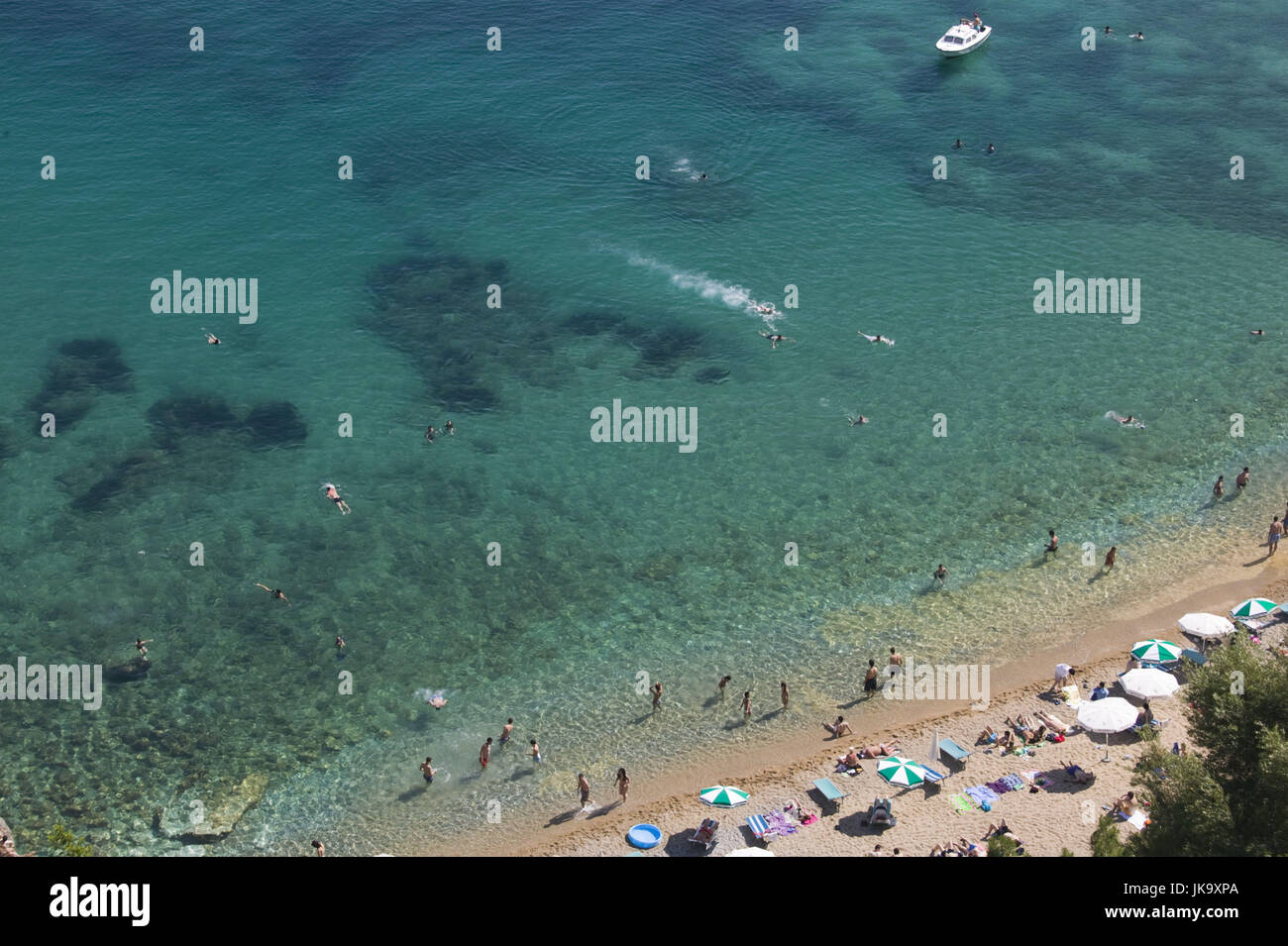 Le Monténégro, Budva, Adriaküste, Mogren-Strand, Touristen, von oben, Banque D'Images