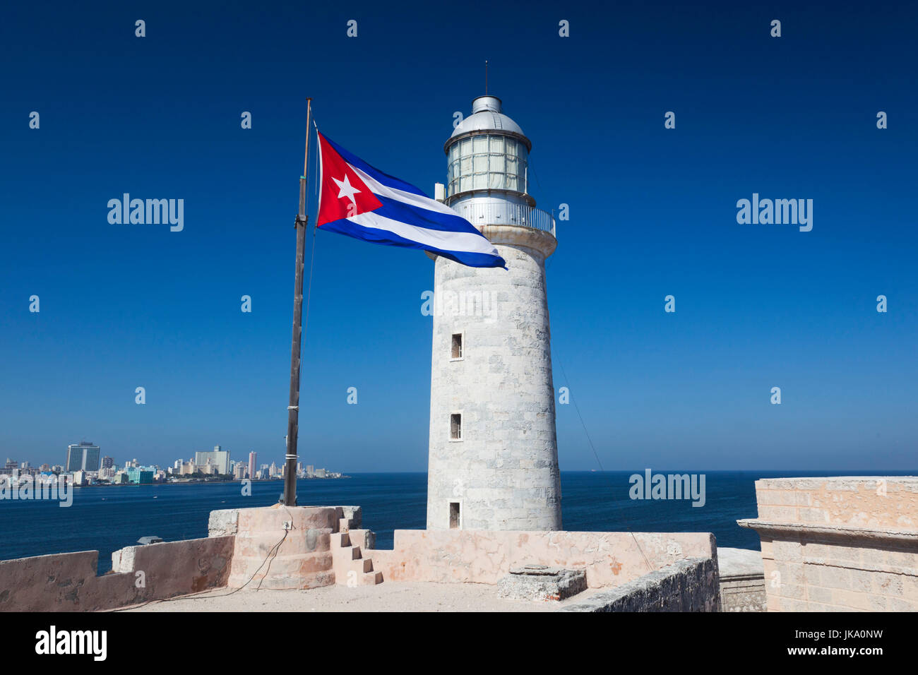 Cuba, La Havane, le Castillo de los Tres Santos Reys del Morro, la forteresse de leuchtturm Banque D'Images