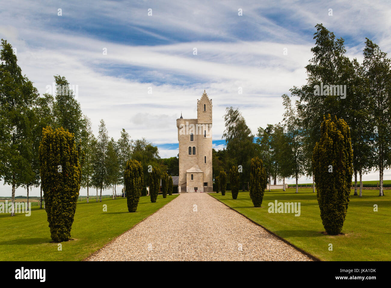 France, Picardie, Somme, Somme de bataille, Thiepval, Tour de l'Ulster, réplique d'une tour près de Belfast en Irlande du Nord, en mémoire de la 36e Division d'Ulster britannique dans la Première Guerre mondiale Banque D'Images