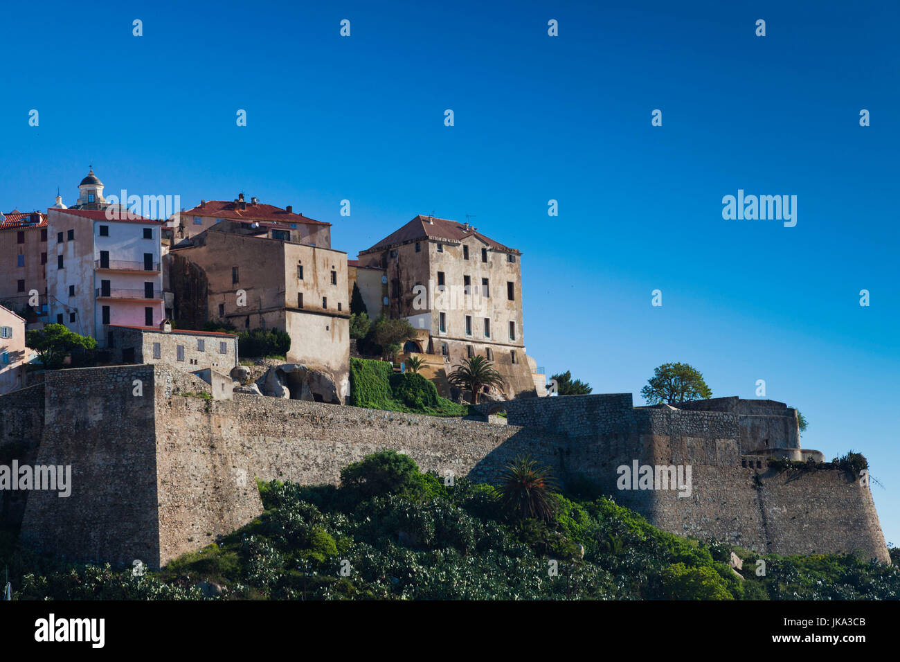 France, Corse, Haute-Corse Ministère, La Balagne, Calvi, La Citadelle, les bâtiments, matin Banque D'Images