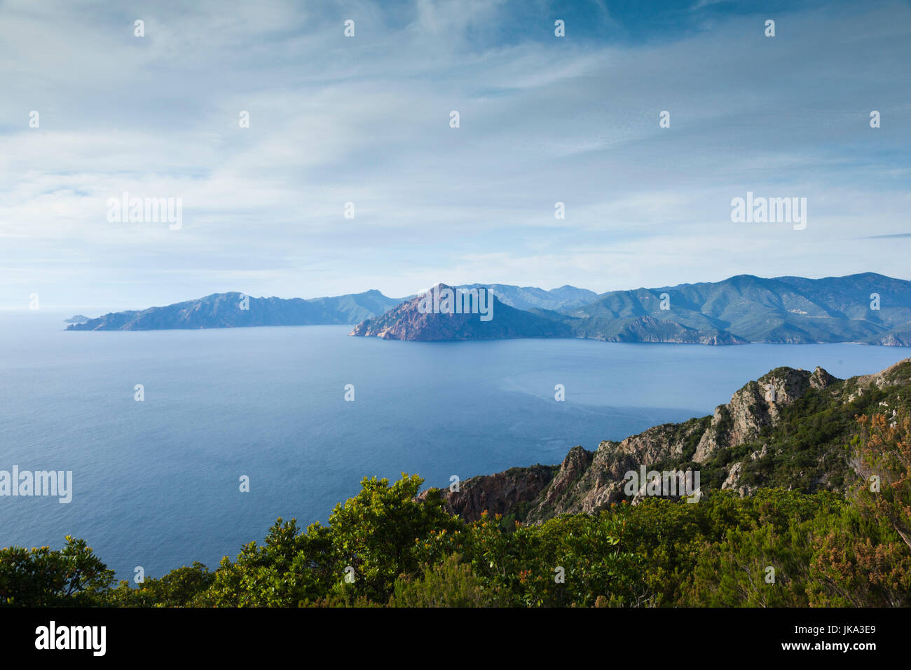 France, Corse, Corse-du-Sud, Calanche de Piana, augmentation de la région, vue sur le Golfe de Porto golfe, la fin de l'après-midi Banque D'Images