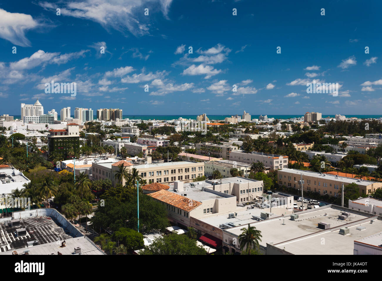 États-unis d'Amérique, Miami Beach, South Beach, Lincoln Road, augmentation de la vue sur la ville Banque D'Images États-unis d'Amérique, Miami Beach, South Beach, Lincoln Road, augmentation de la vue sur la ville Banque D'Images