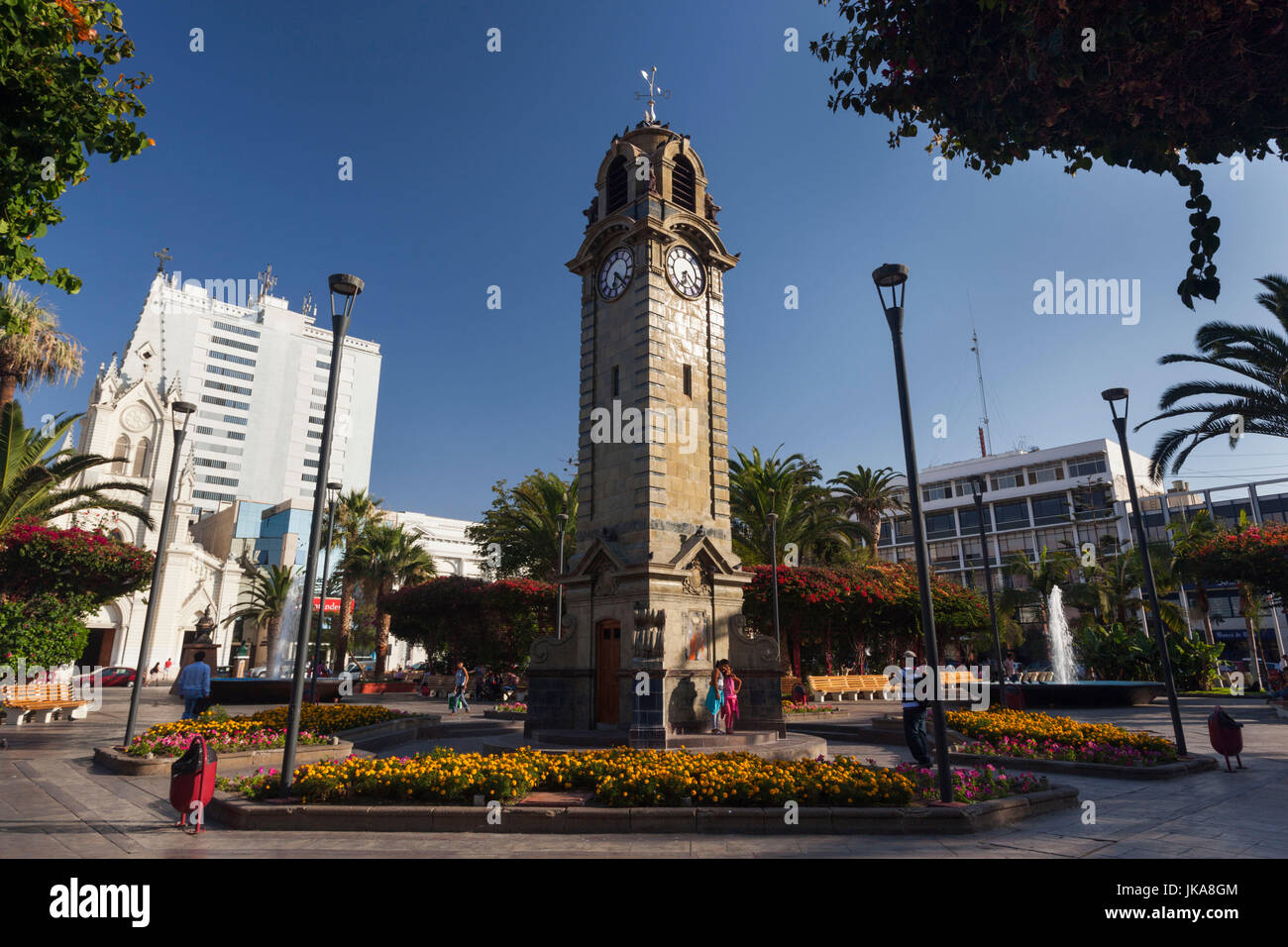 Le Chili, Antofagasta, Plaza Colon, Torre del Reloj horloge Banque D'Images