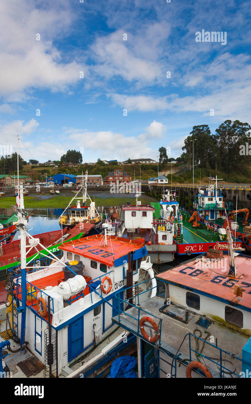 Le Chili, l'Ile de Chiloé, Chonchi, port ville Banque D'Images