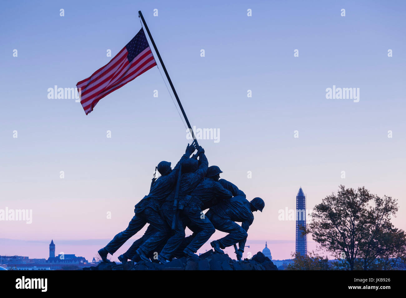 USA, Virginie, Arlington, US Marine et le Mémorial Iwo Jima, Dawn Banque D'Images