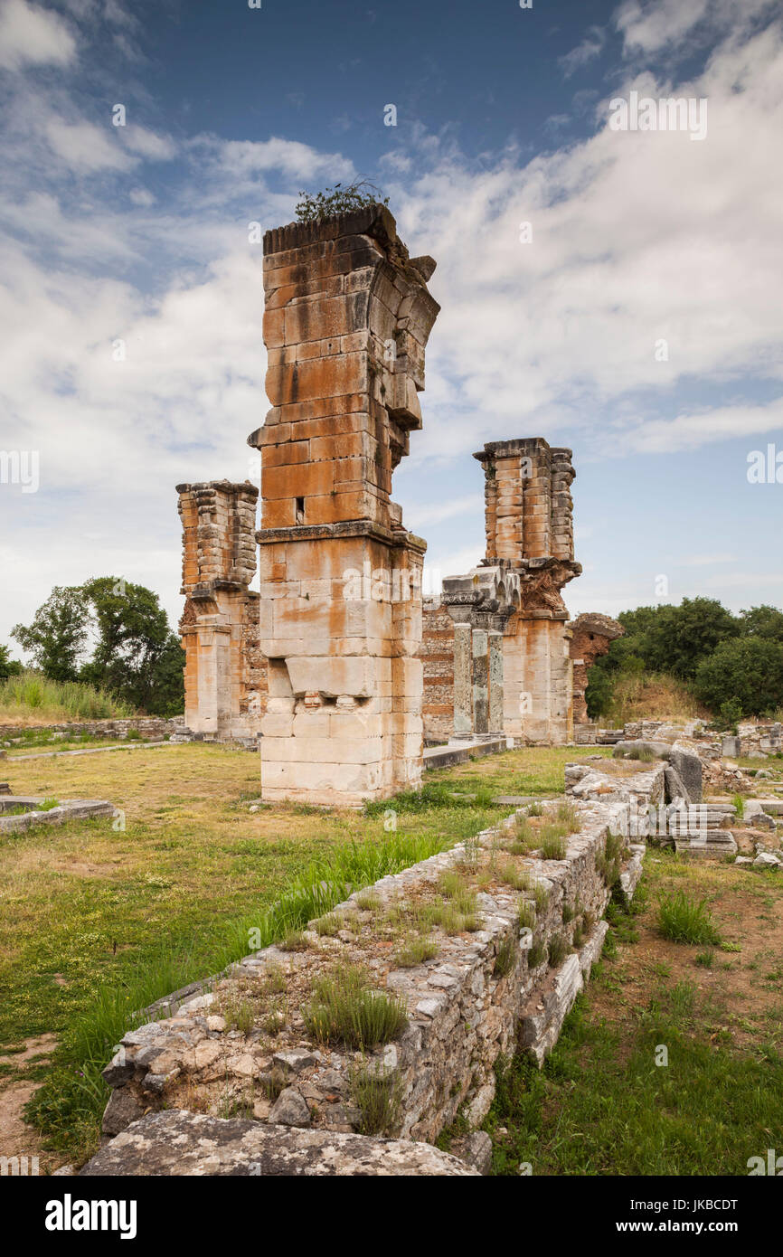 Grèce, Macédoine orientale et Thrace, Philippes, ruines de l'ancienne ville fondée en 360 avant J.-C., Basilique B Banque D'Images