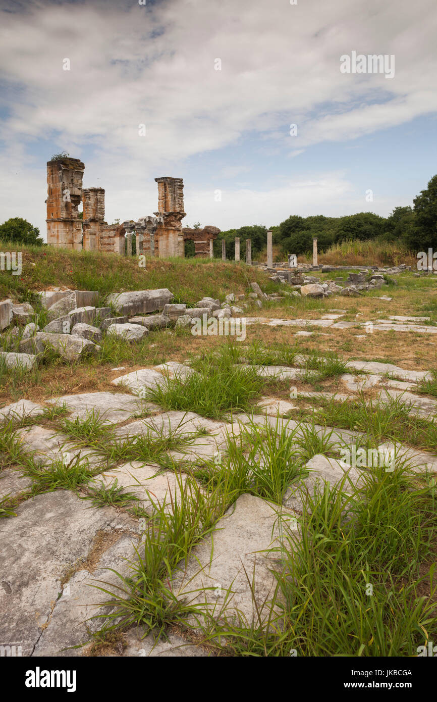 Grèce, Macédoine orientale et Thrace, Philippes, ruines de l'ancienne ville fondée en 360 avant J.-C., Basilique B Banque D'Images