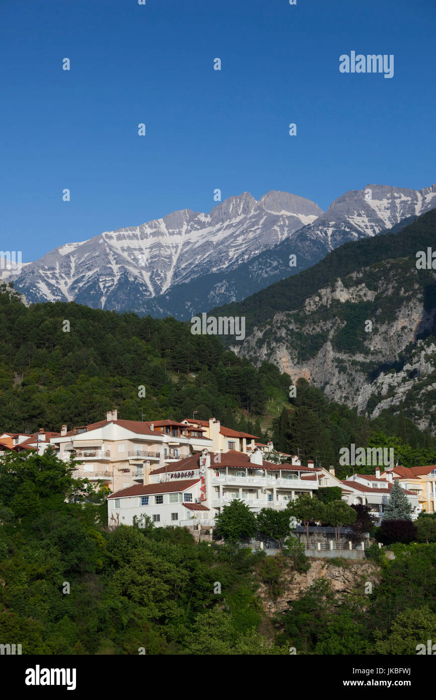 La Grèce, Macédoine Centrale, Région Litohoro, vue sur le mont Olympe, matin Banque D'Images