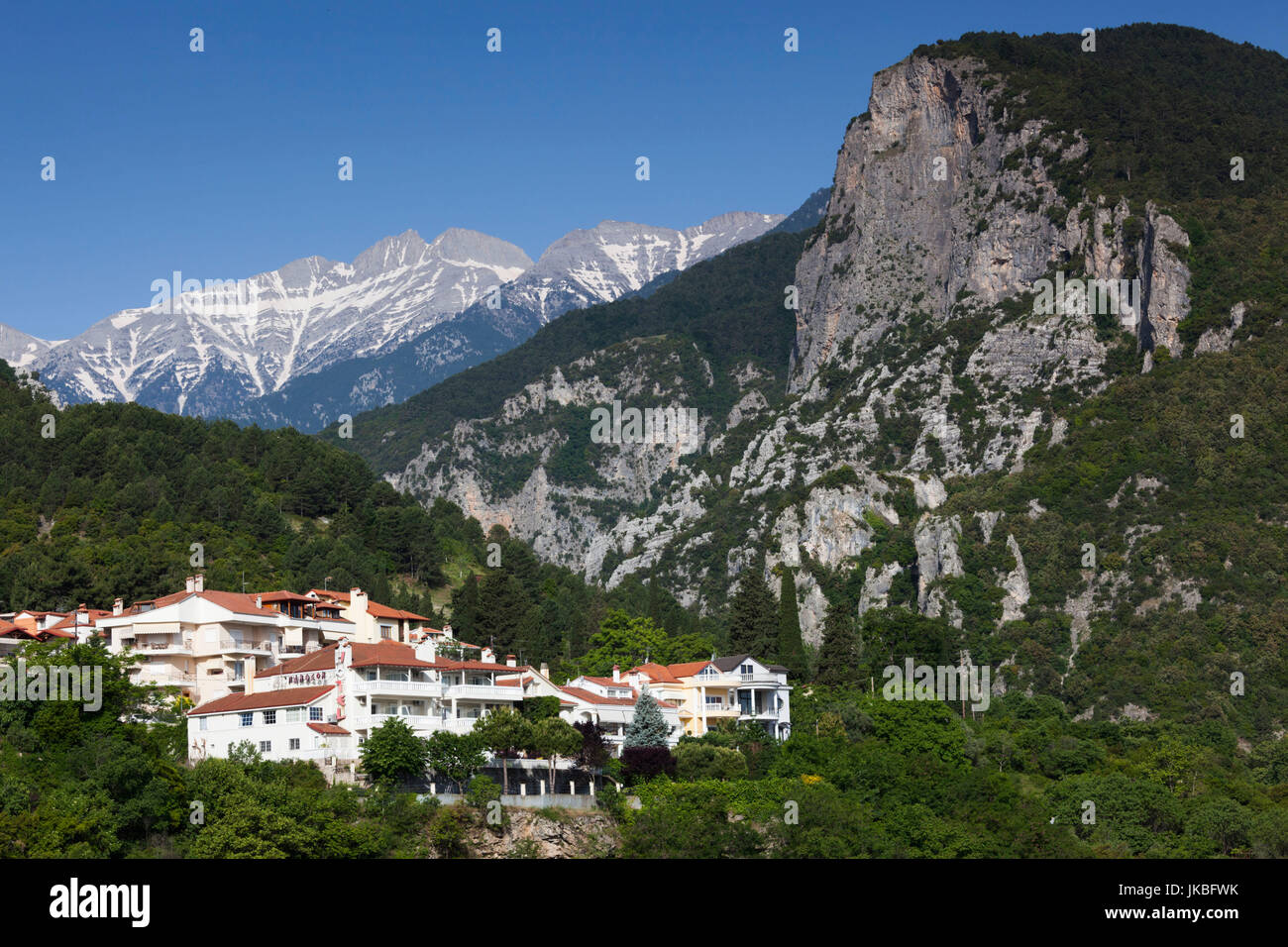 La Grèce, Macédoine Centrale, Région Litohoro, vue sur le mont Olympe, matin Banque D'Images