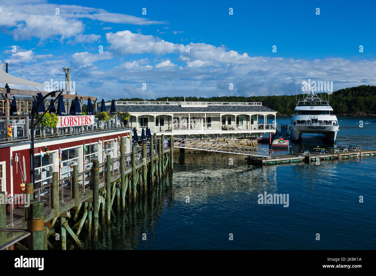 USA (Maine), Mt. Île déserte, Bar Harbour, Pier, matin Banque D'Images