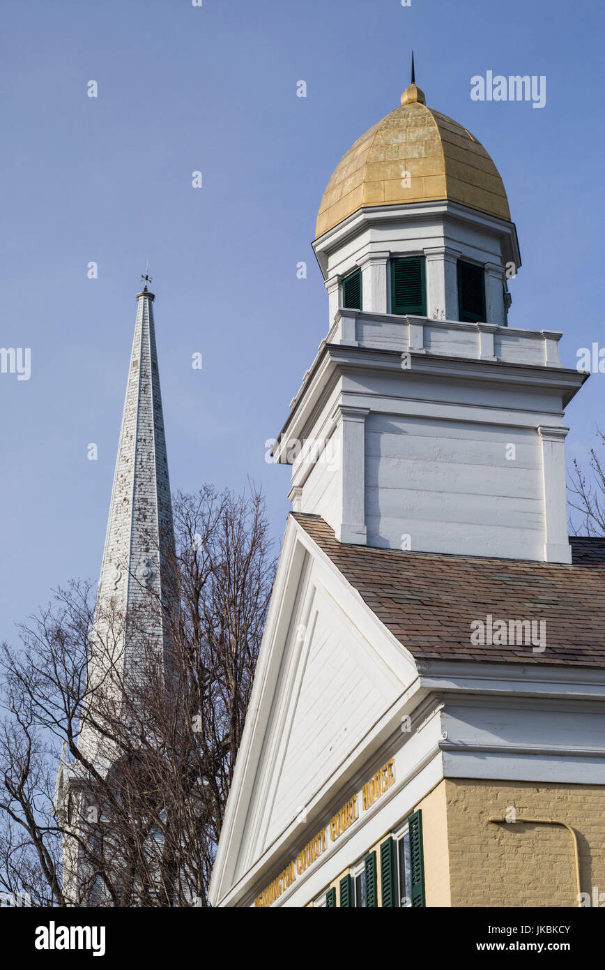 USA, Manchester Center, Congregational Church et palais Couty Bennington Banque D'Images